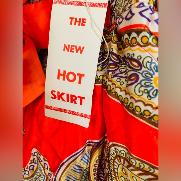 NWT! VTG 70s Maxi Skirt Attached Shorts Hot Pants Quilted Orange Psychedelic - Picture 2 of 14